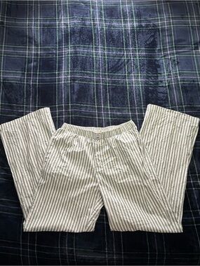 Happily Grey green striped pants. Size S.